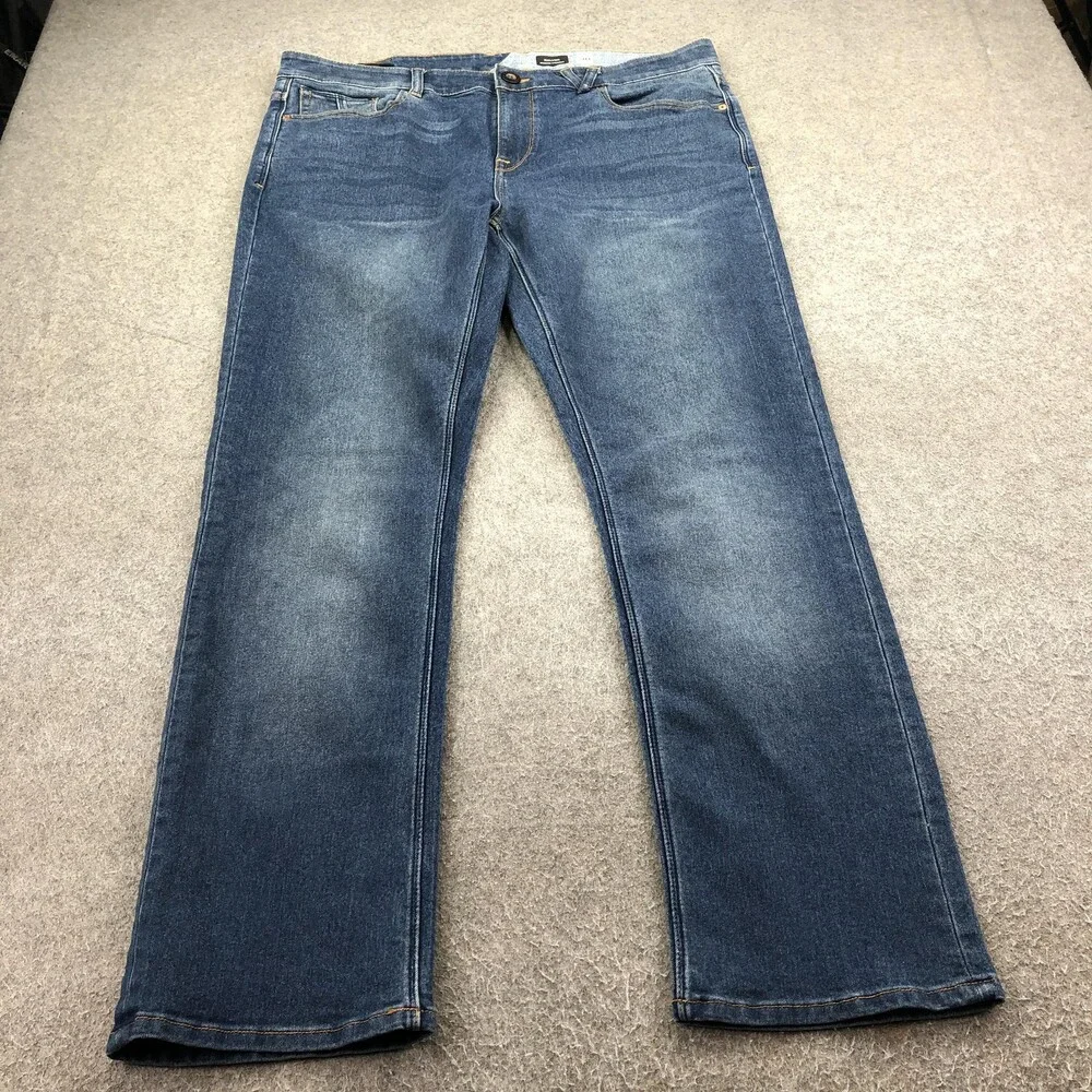Volcom Jeans Mens 38x32 Blue Solver Modern Straight Medium Wash Denim Pants